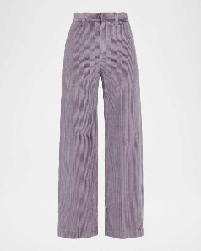 Cotton Corduroy Sartorial Trousers with Monili Trim